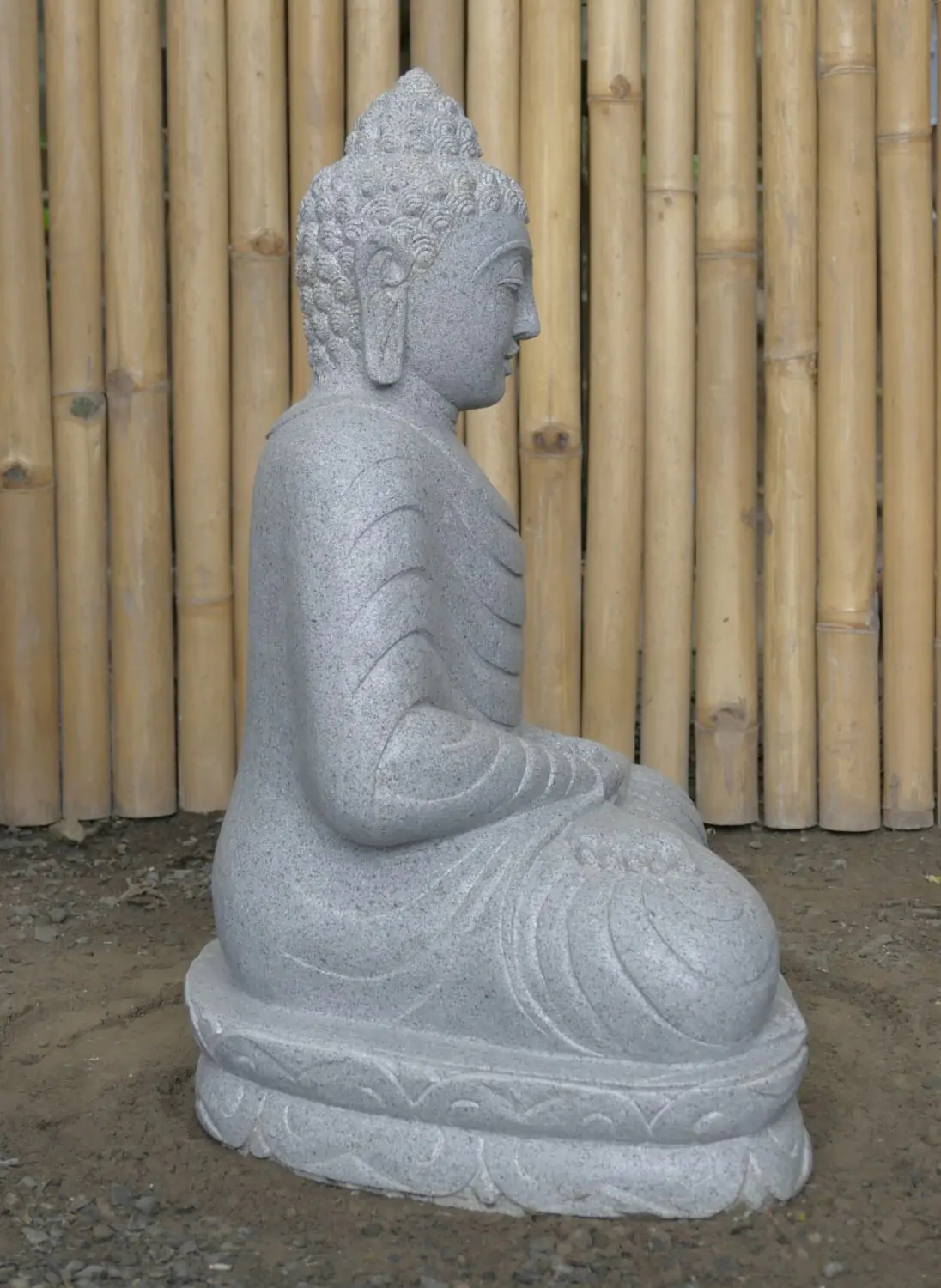  Product image 5 of the product “Seated Buddha made of Riverstone in Dhyana position - gesture of meditation, H.62 cm, natural. ”